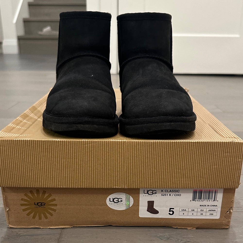 UGG Classic Mini Black Suede Ankle Boots